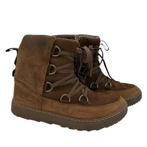 Foresake Women's Brown Leather Lucie Lace Up Mid Outdoor Boots Size 8.5